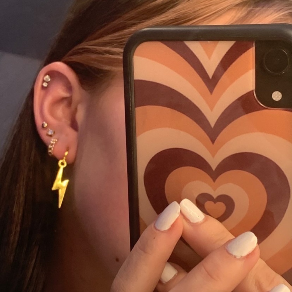 gold lightning bolt earrings